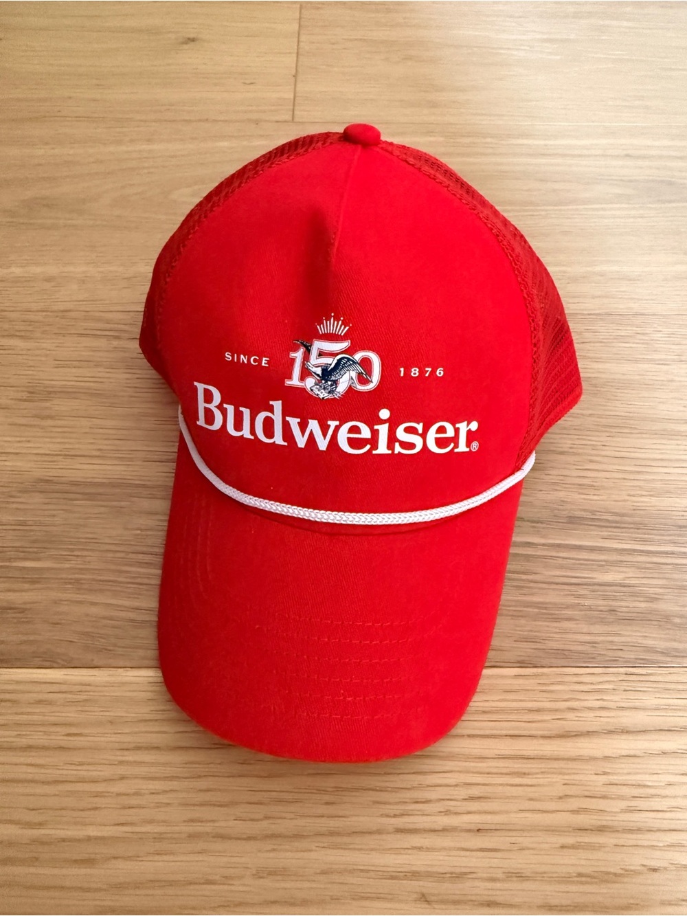 Budweiser 150 Red Mesh Rope-Trim Baseball Cap